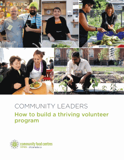 Cover of Community leaders manual with a collage of photos with people in aprons cooking and gardening